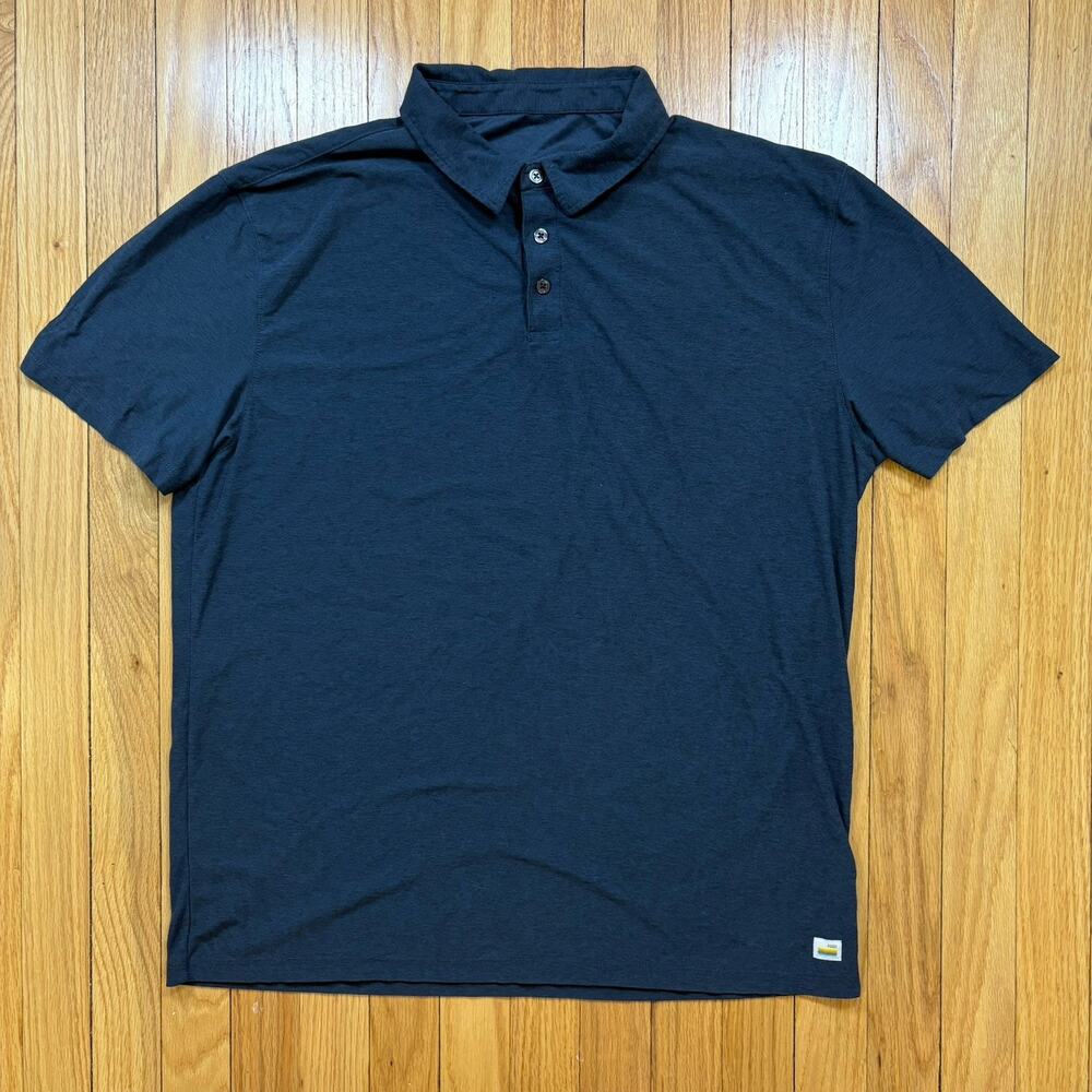 Vuori Strato Tech Polo Shirt Mens Size XL Performance Stretch Blue Heather V188